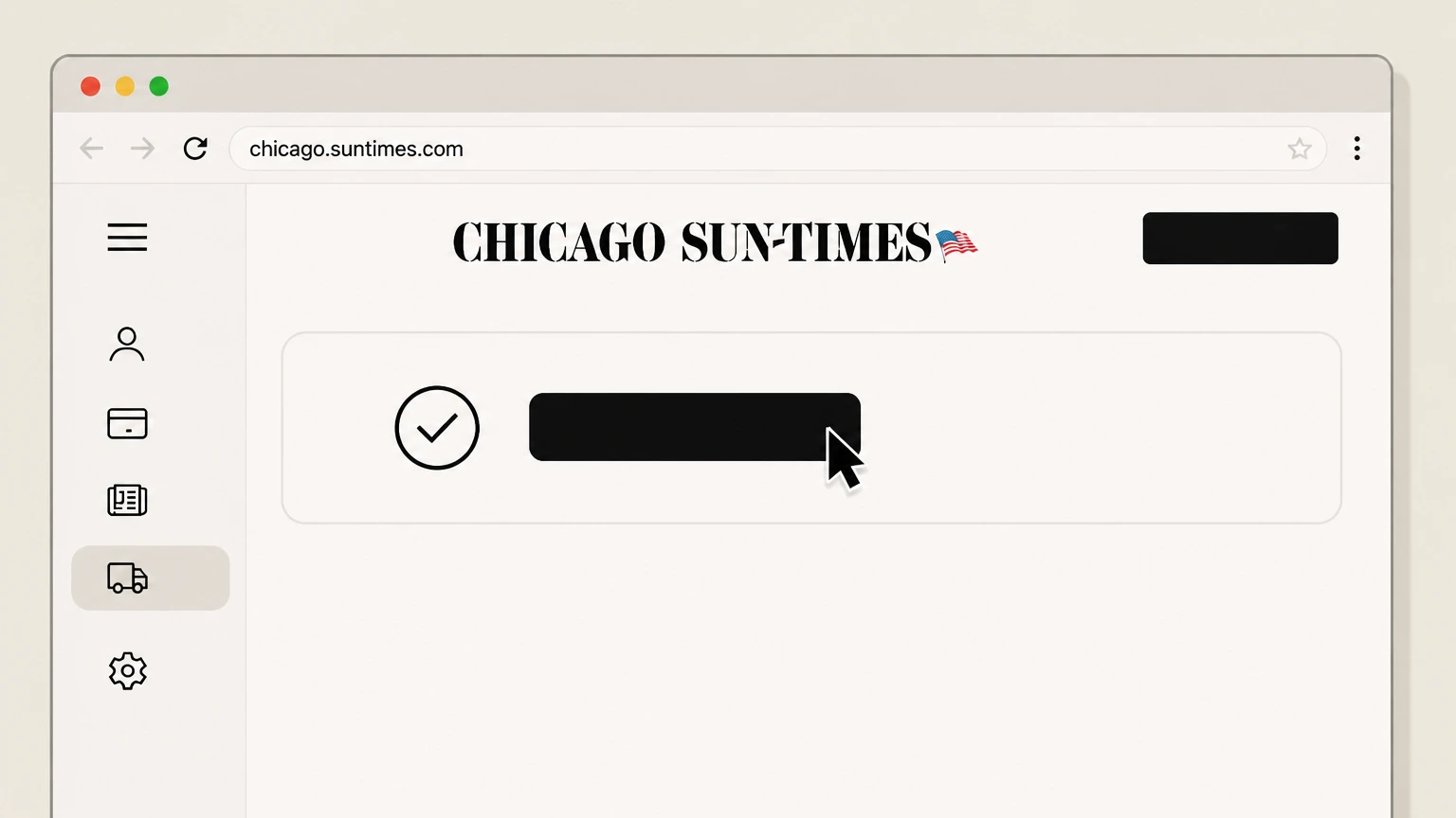 Editorial illustration for Confirm cancellation and save proof in the Website (Chicago Sun-Times account) cancellation route for Chicago Sun-Times