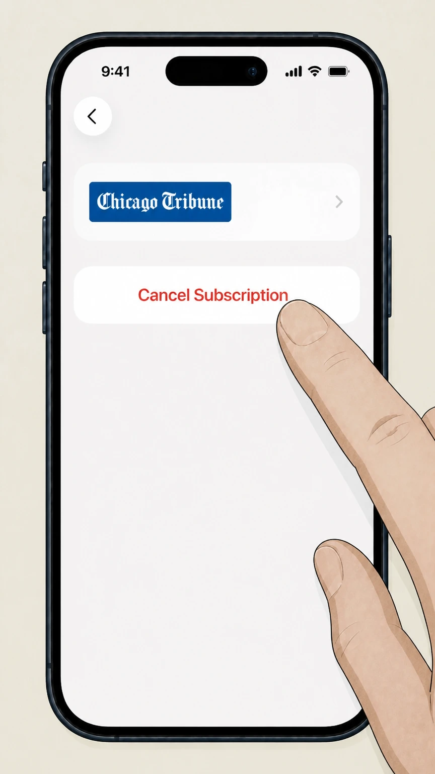 Chicago Tribune iOS – Apple App Store subscription cancellation: Cancel the subscription