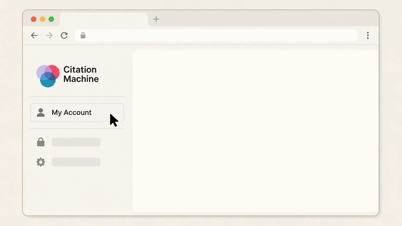 Editorial illustration for Open My Account in the Chegg website (direct billing) cancellation route for Citation Machine