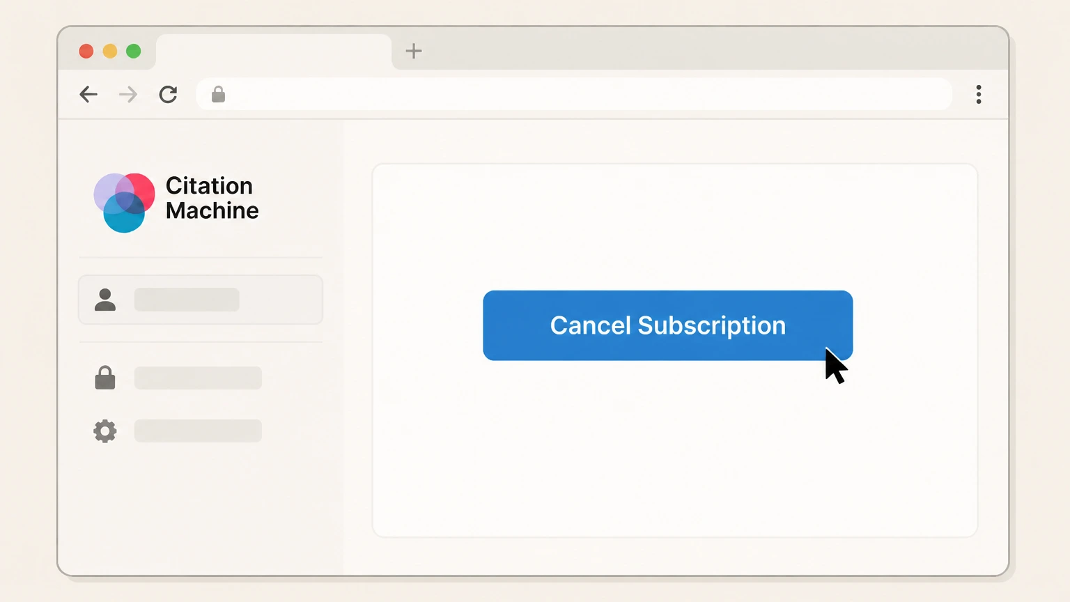 Editorial illustration for Confirm cancellation in the Chegg website (direct billing) cancellation route for Citation Machine