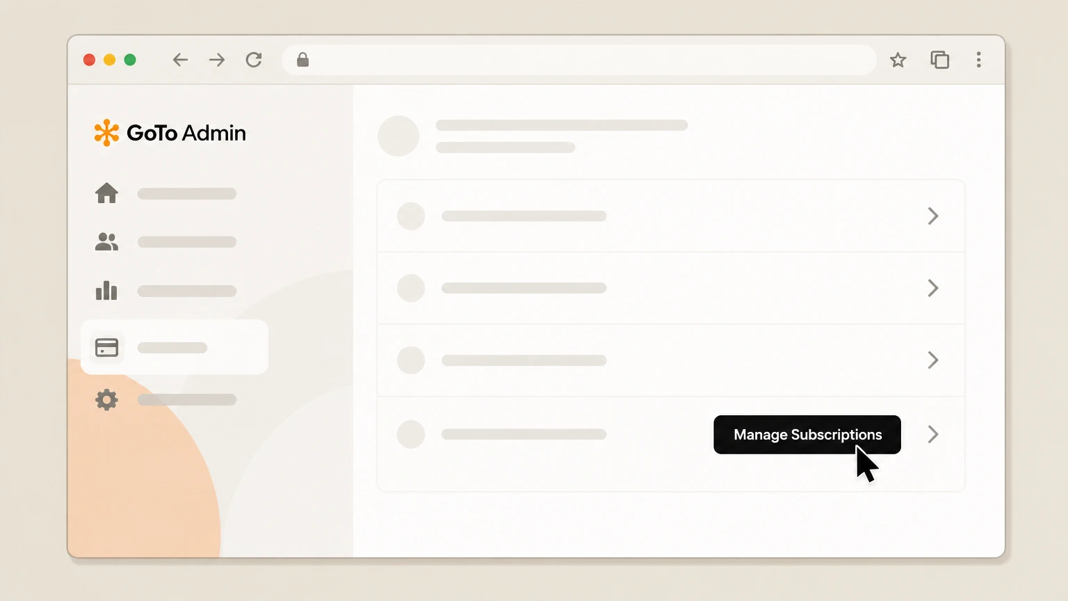 GoTo Meeting Web – GoTo Admin self‑service cancellation: Manage the GoTo Meeting subscription group