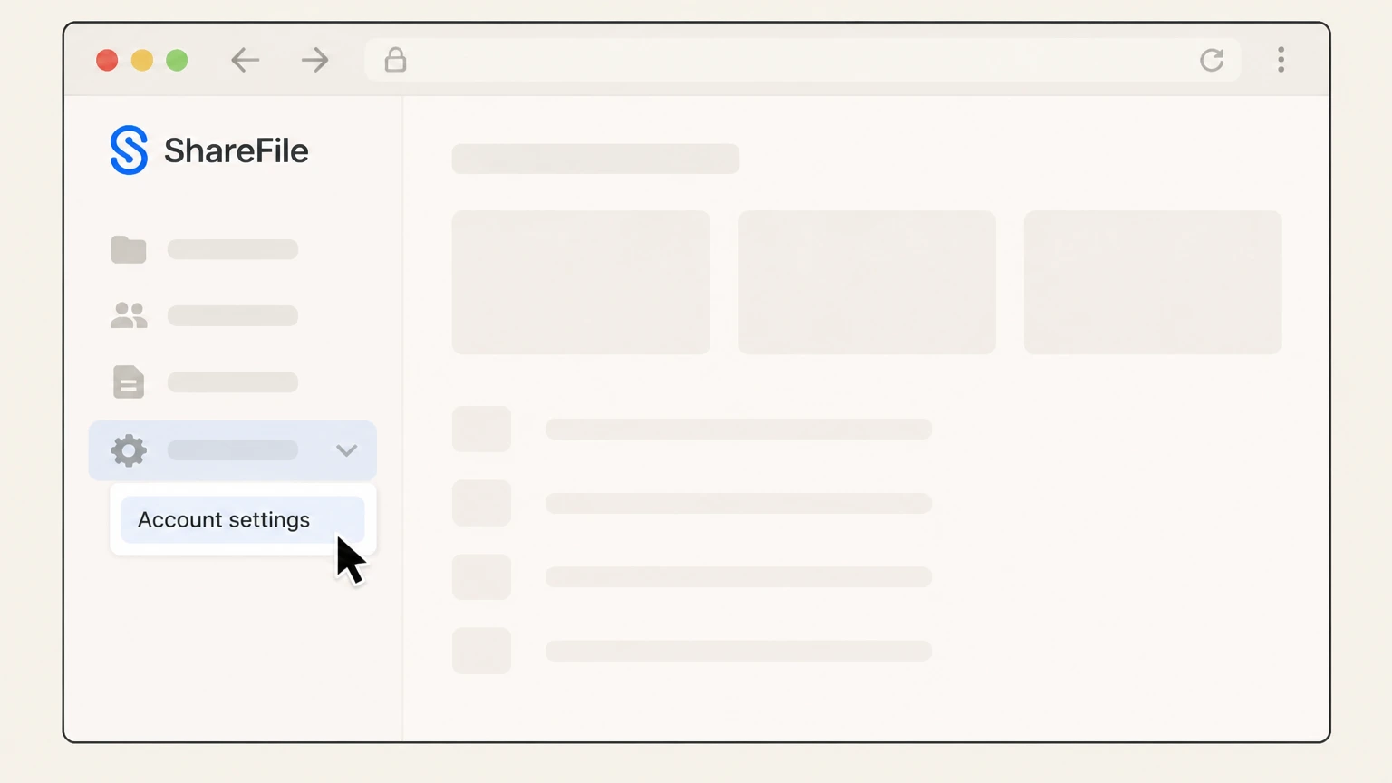ShareFile ShareFile web app cancellation: Open Account settings