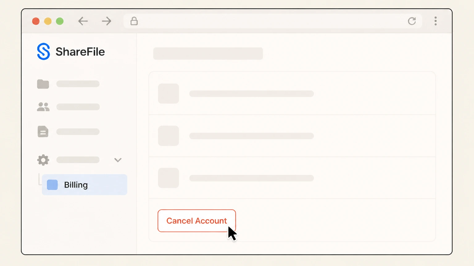 ShareFile ShareFile web app cancellation: Start the cancellation flow