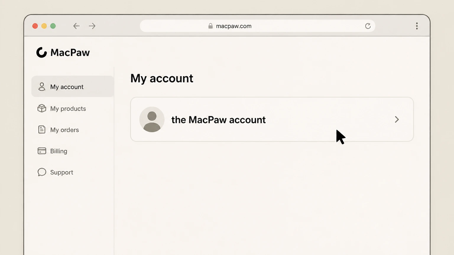 CleanMyMac web cancellation: Open the MacPaw account