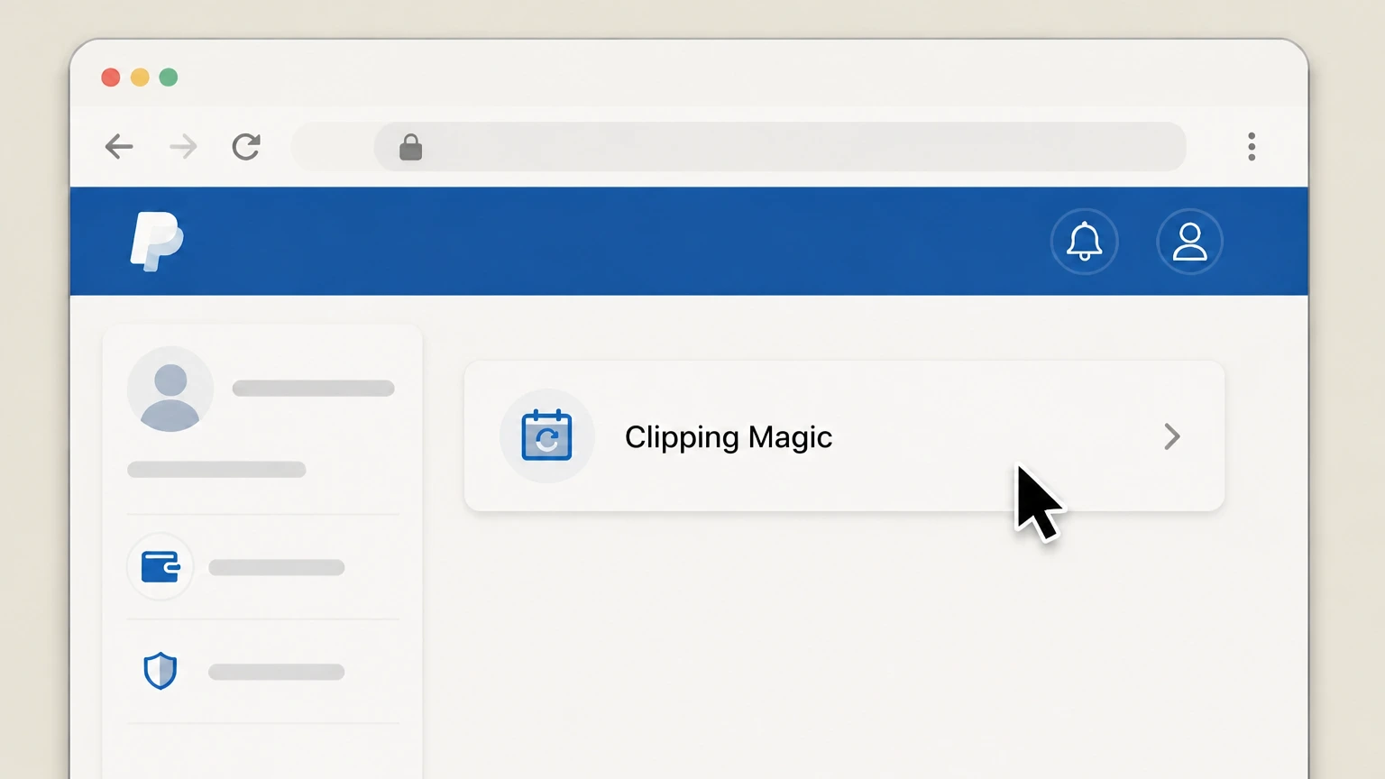 Clipping Magic PayPal automatic payments cancellation: Select Clipping Magic as the merchant
