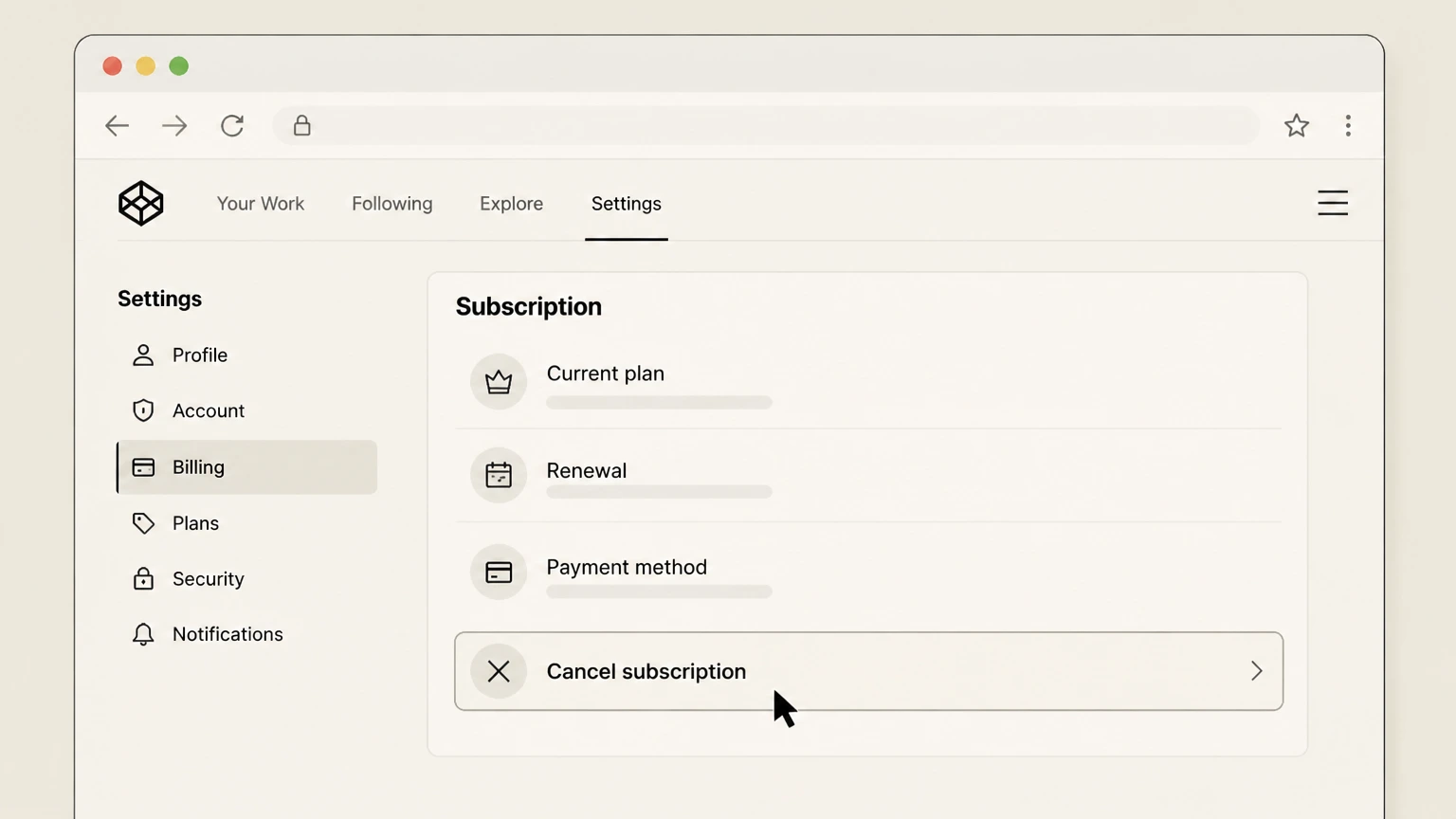 CodePen web cancellation: Choose Cancel subscription