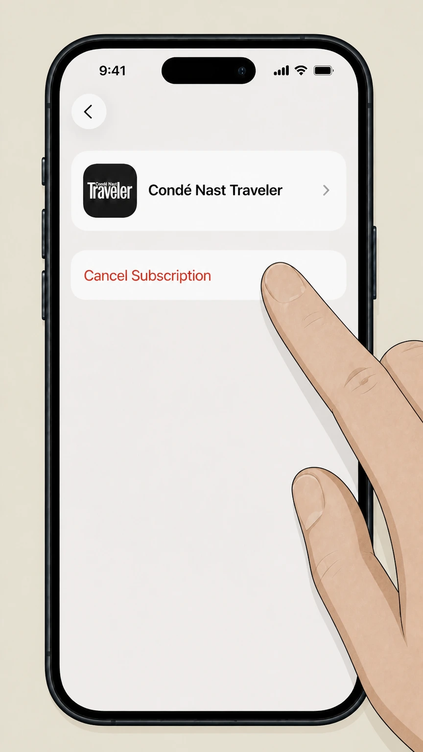 Condé Nast Traveler Apple iOS / iPad app (Apple billing) cancellation: Cancel the subscription