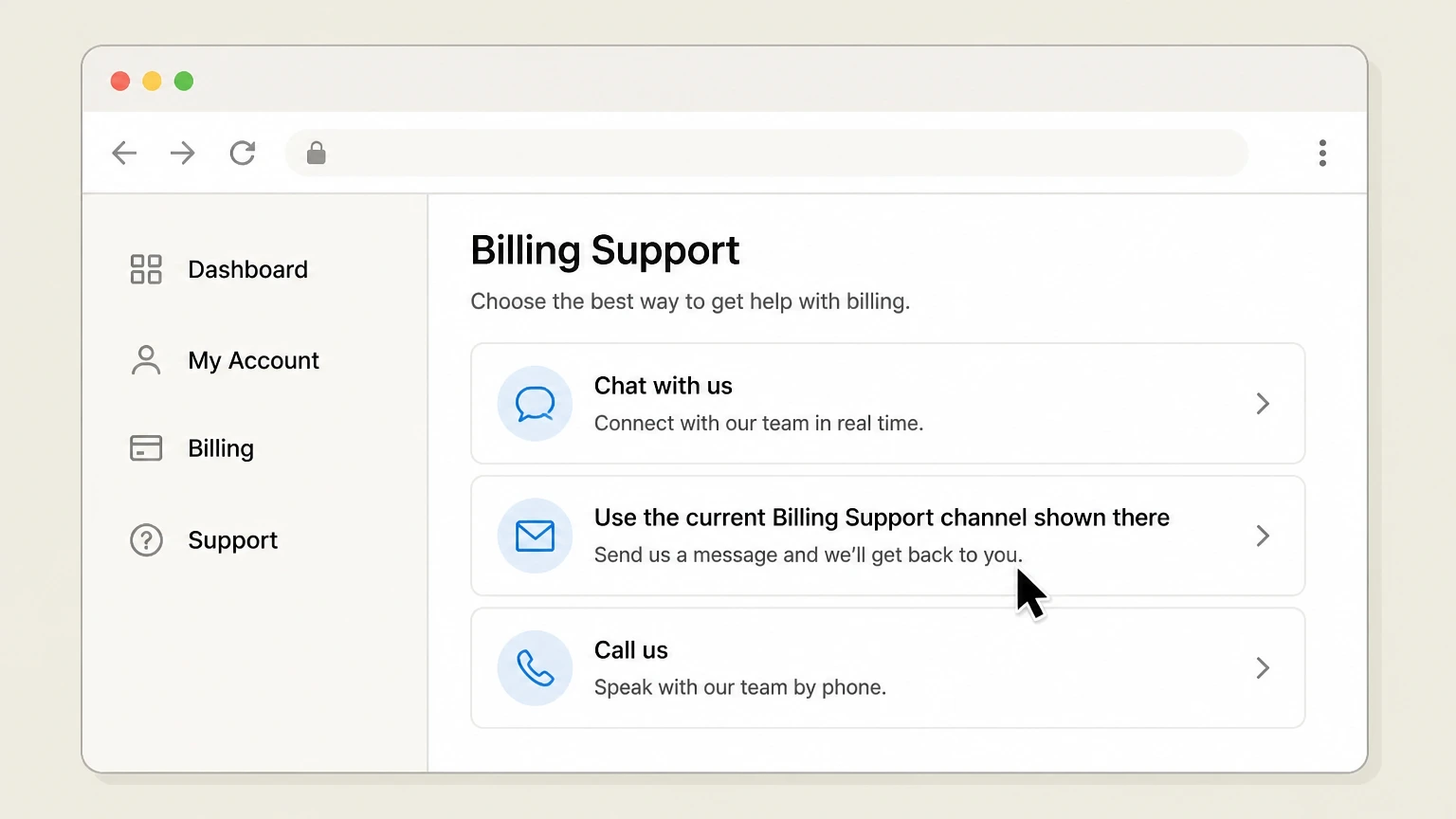 Constant Contact web cancellation: Use the current Billing Support channel shown there