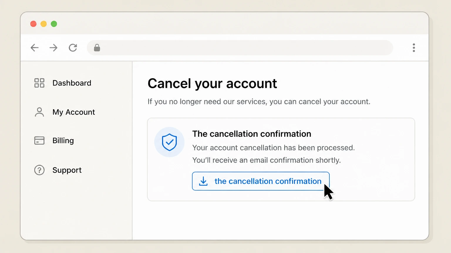 Constant Contact web cancellation: Keep the cancellation confirmation