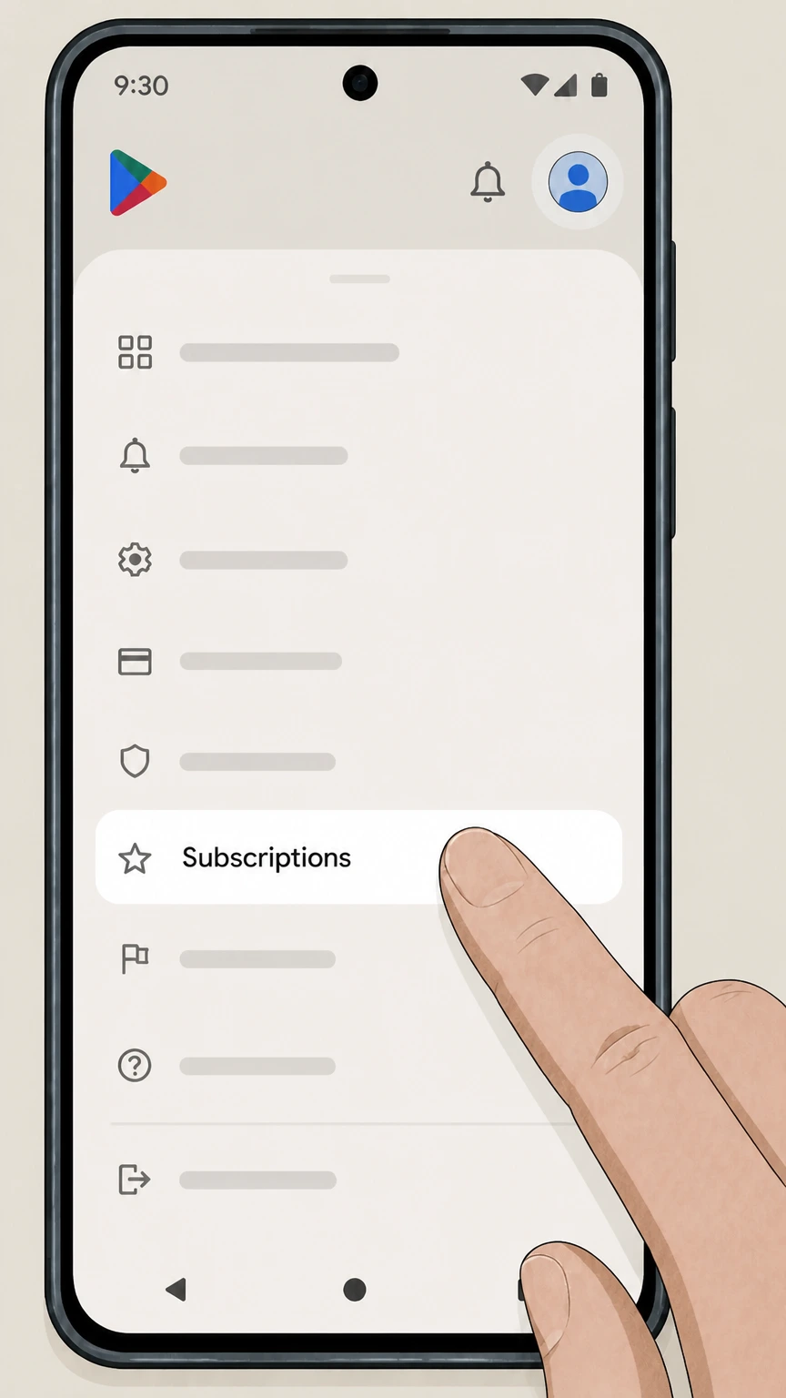 Cosmopolitan Google Play Store on Android cancellation: Open Subscriptions