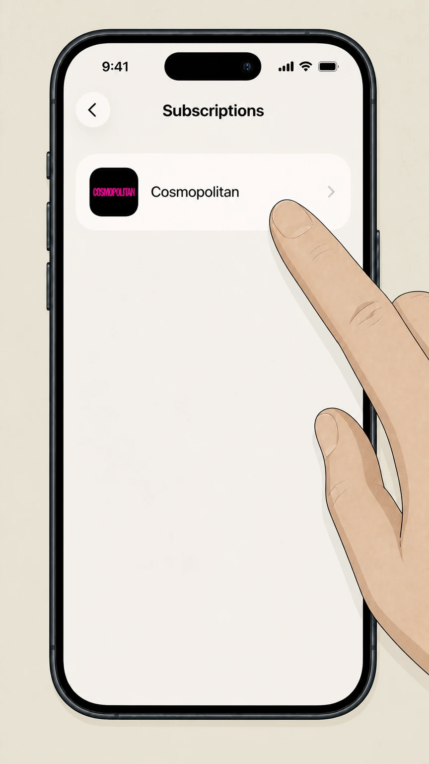 Cosmopolitan Apple App Store on iPhone or iPad cancellation: Select Cosmopolitan
