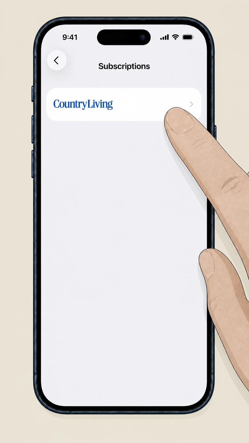 Country Living Apple-billed Country Living subscriptions on iPhone or iPad cancellation: Select Country Living