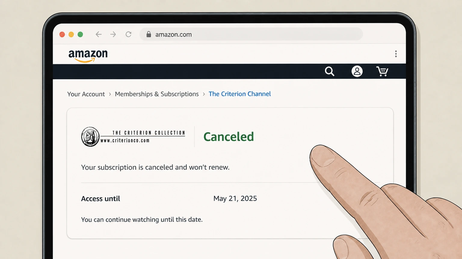 The Criterion Channel amazon cancellation: Review the end date
