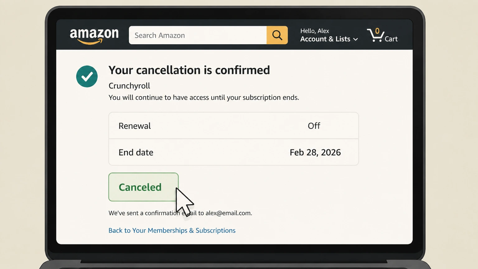 Crunchyroll amazon cancellation: Review the end date