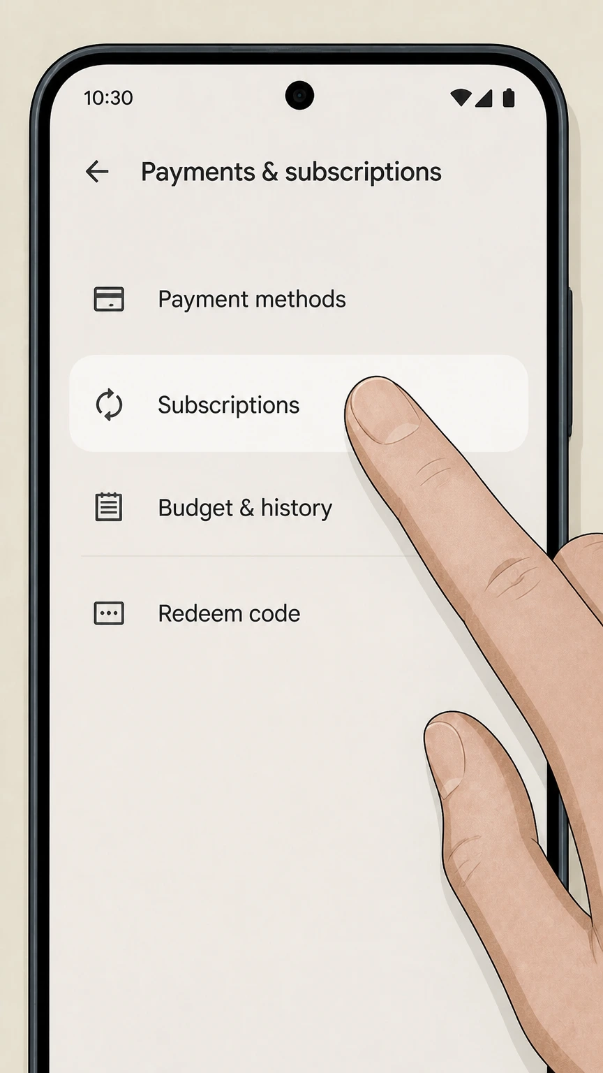 Crunchyroll google-play cancellation: Open Subscriptions