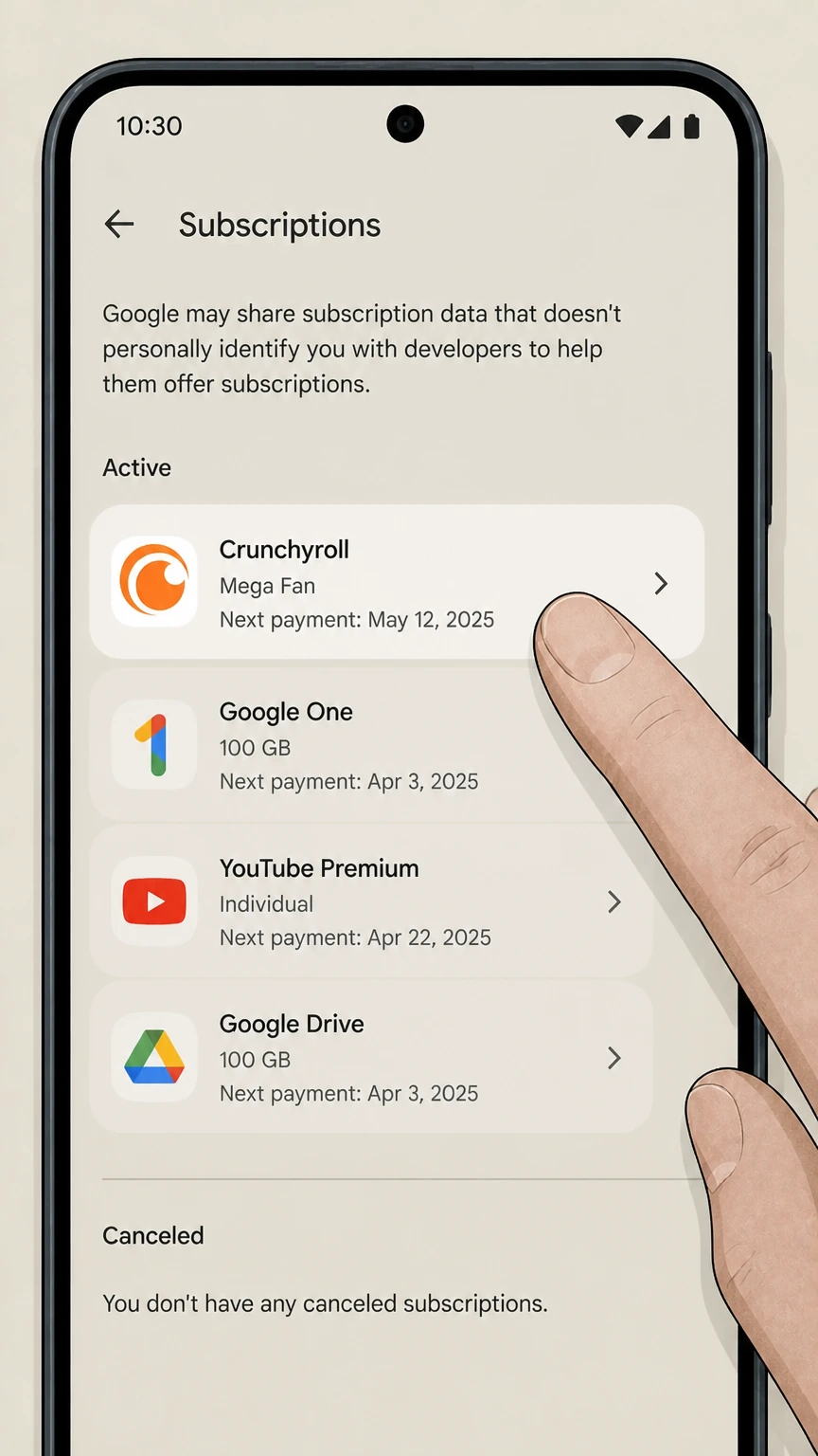 Crunchyroll google-play cancellation: Choose Crunchyroll
