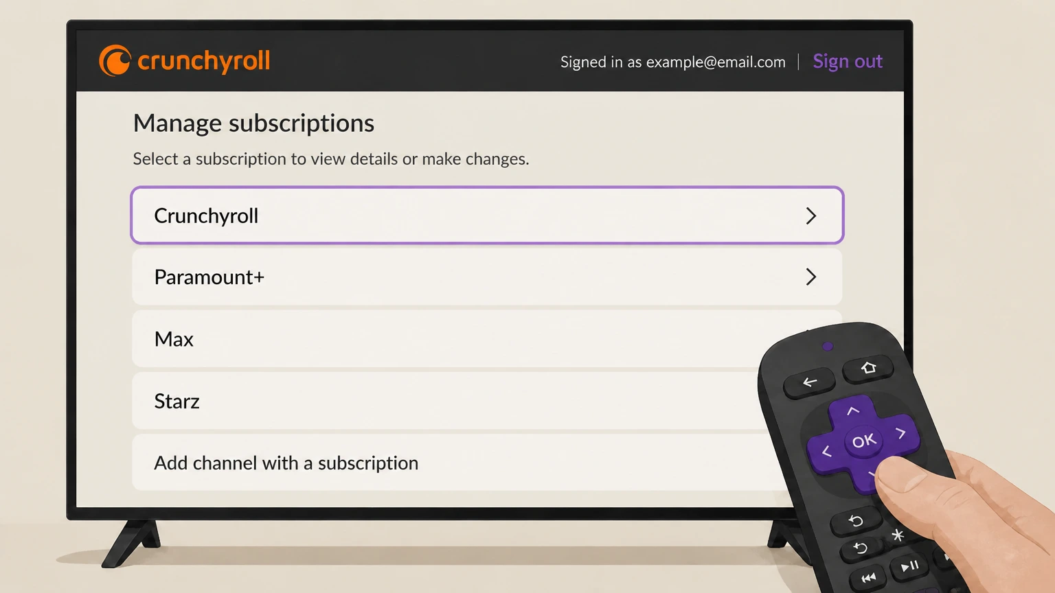 Crunchyroll roku cancellation: Choose Crunchyroll