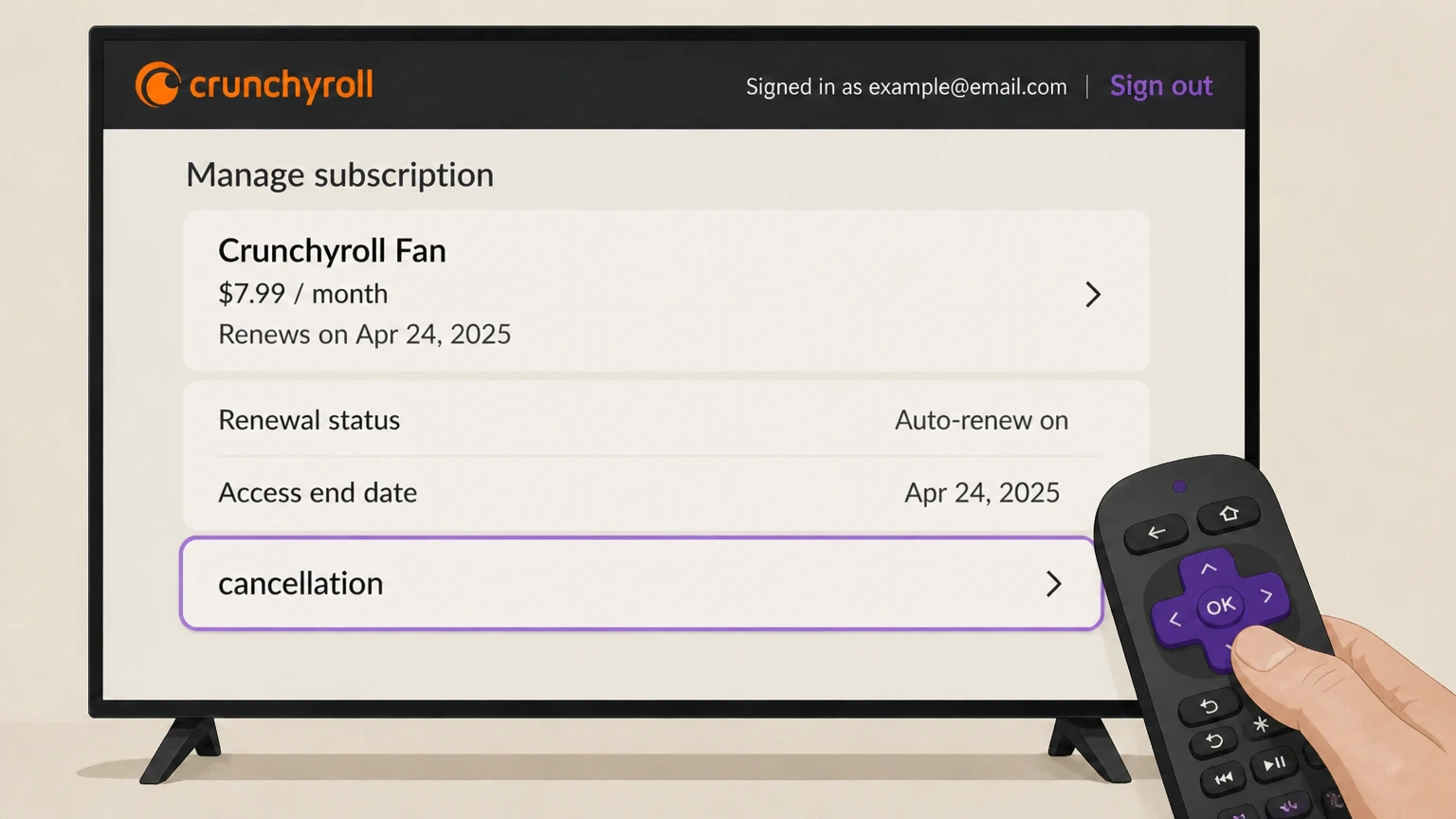 Crunchyroll roku cancellation: Confirm cancellation