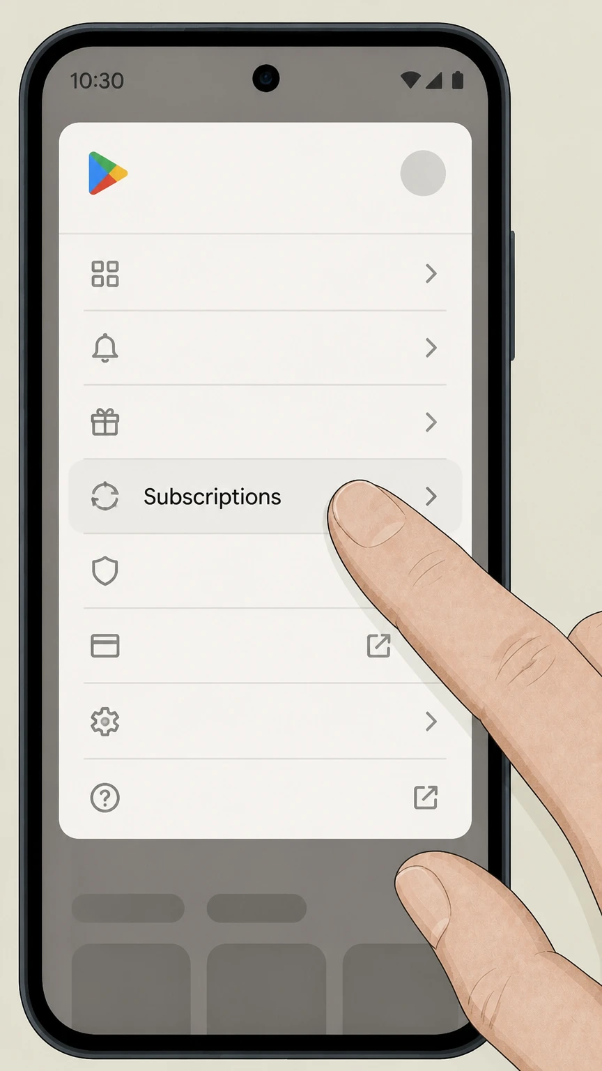 CuriosityStream Google Play on Android cancellation: Open the Subscriptions section
