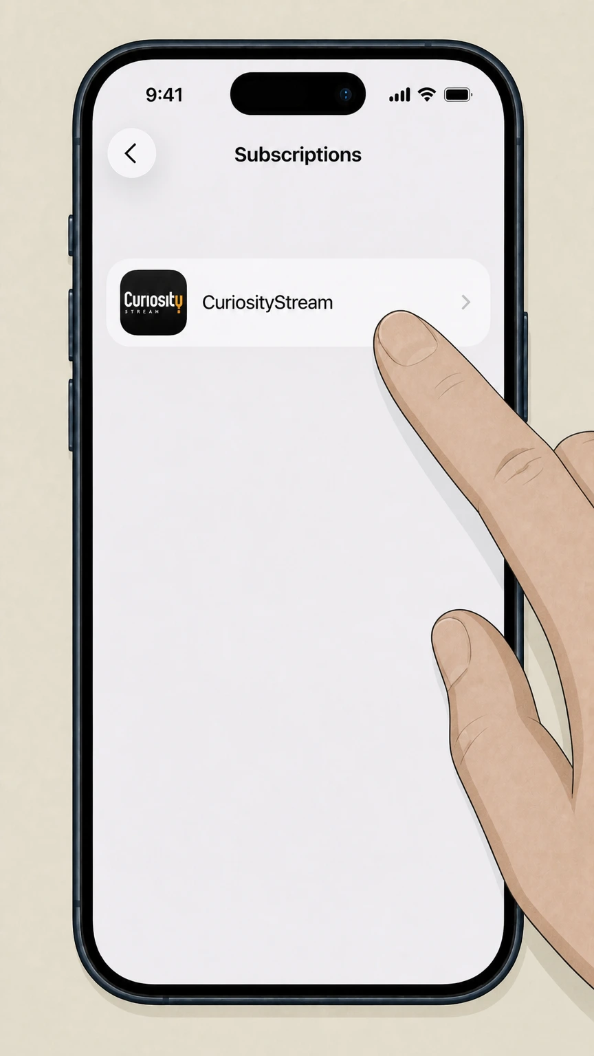 CuriosityStream Apple App Store on iPhone or iPad cancellation: Select CuriosityStream