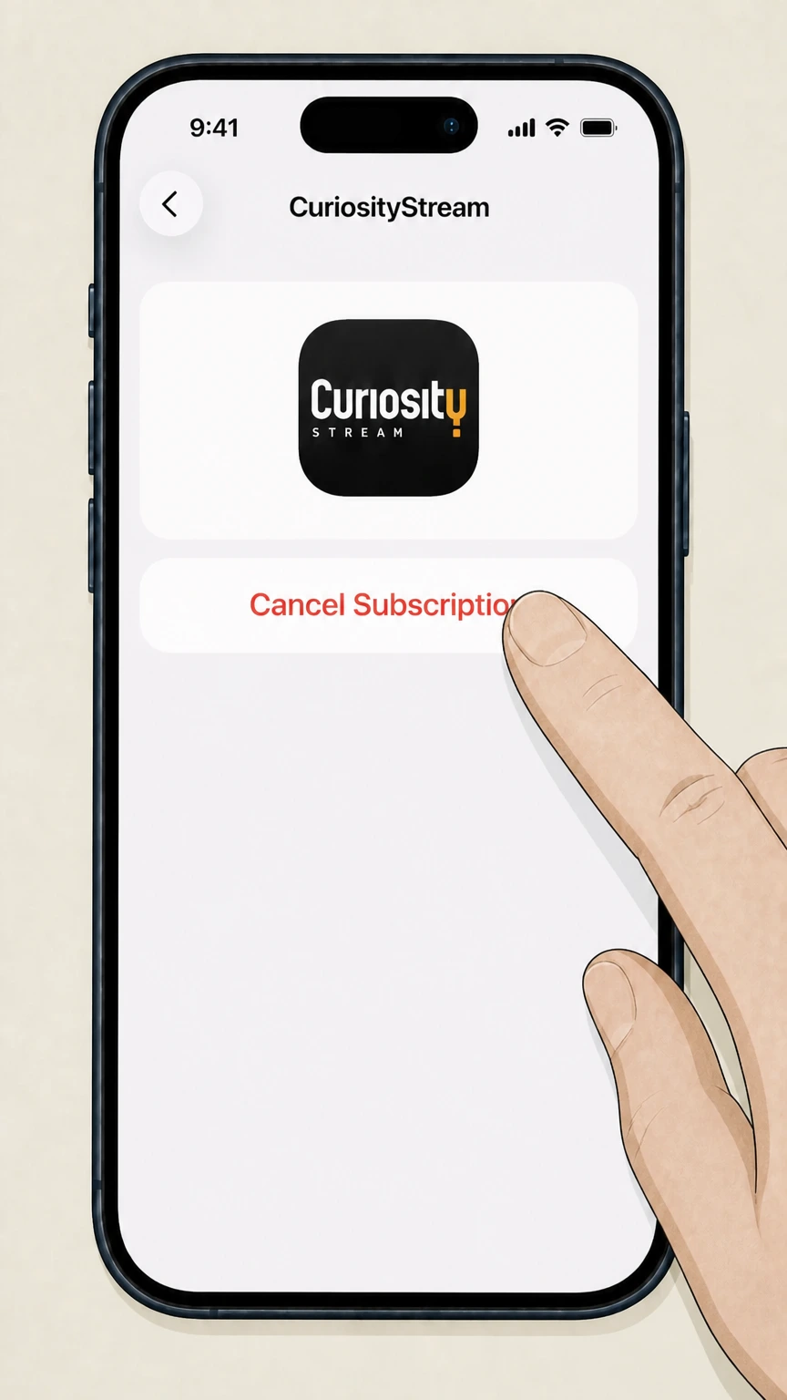 CuriosityStream Apple App Store on iPhone or iPad cancellation: Cancel the subscription