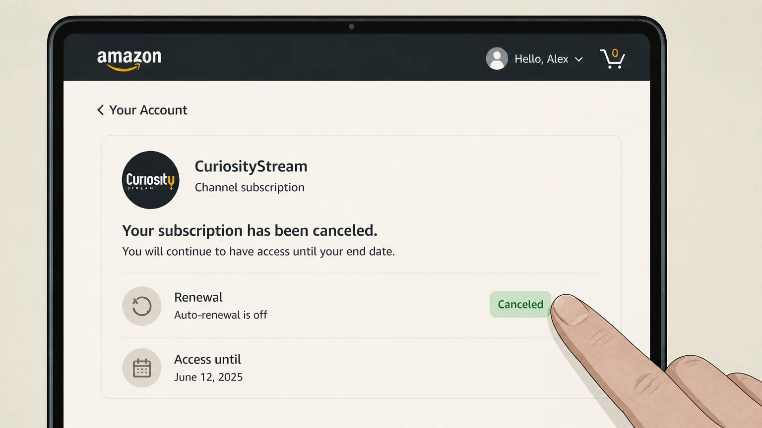 CuriosityStream amazon cancellation: Review the end date