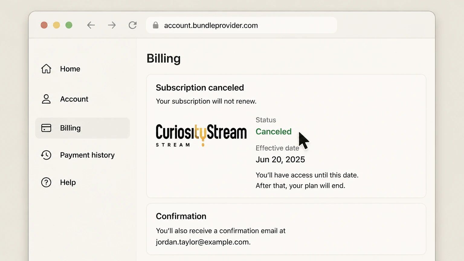 CuriosityStream bundle-partner cancellation: Keep proof