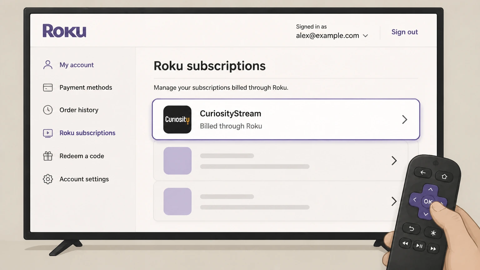 CuriosityStream roku cancellation: Choose CuriosityStream