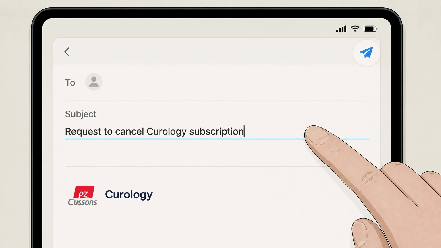 Curology Email Curology Success team cancellation: Request cancellation in the subject line