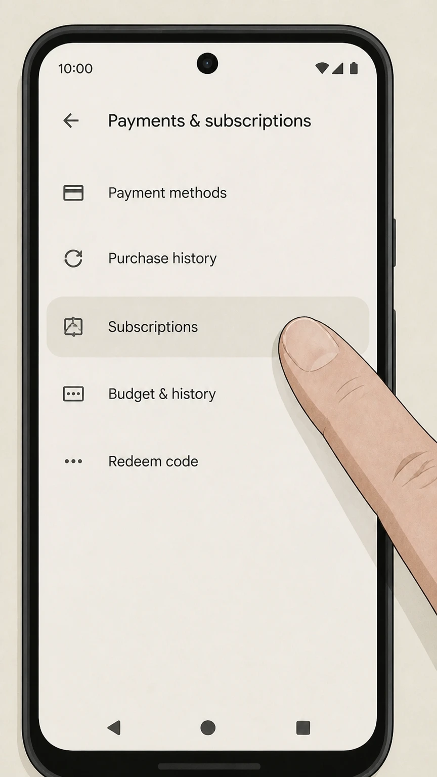 Daily Burn google-play cancellation: Open Subscriptions