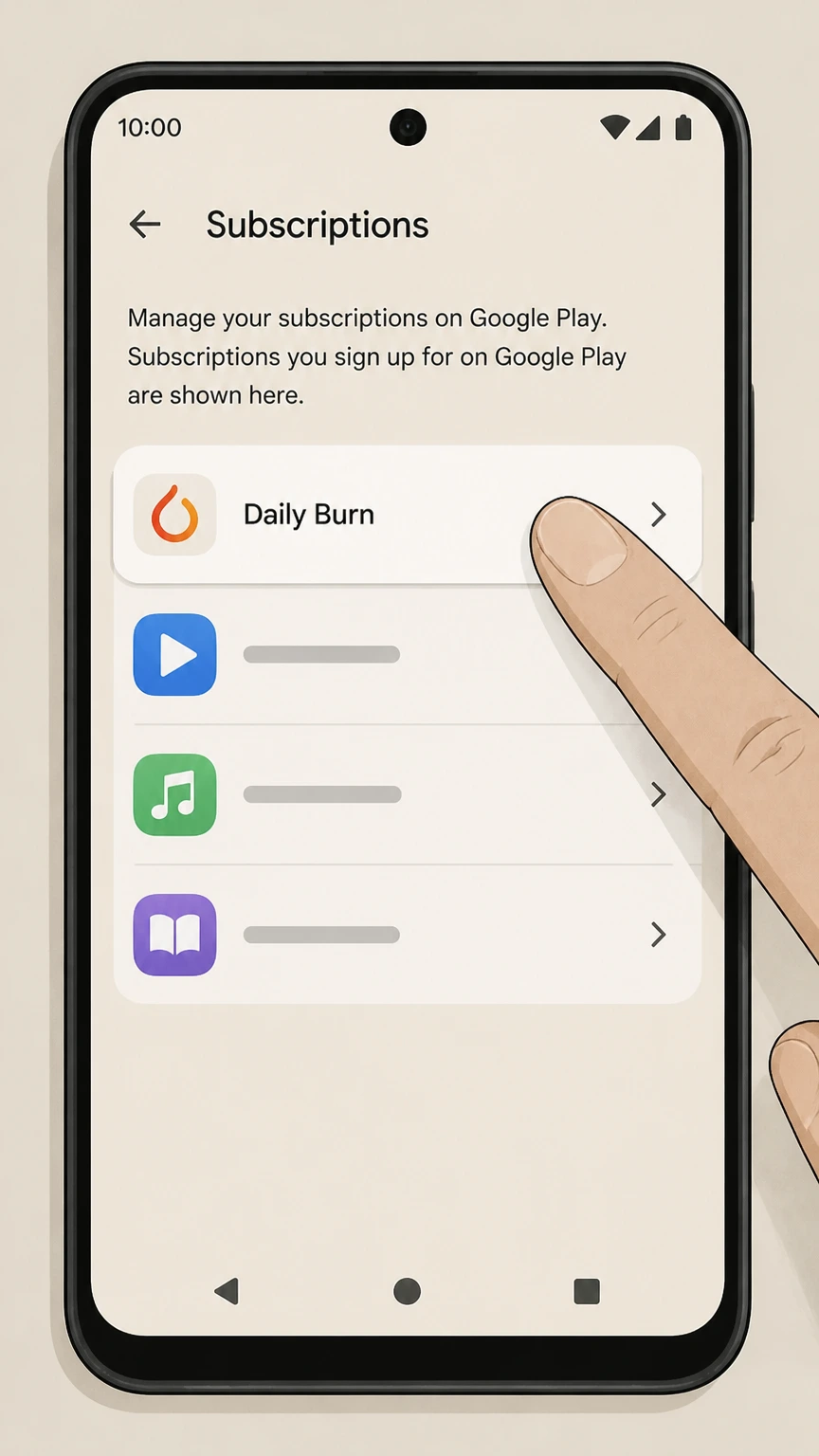 Daily Burn google-play cancellation: Choose Daily Burn