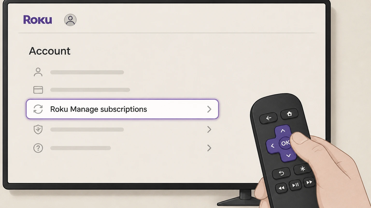 Daily Burn roku cancellation: Open Roku Manage subscriptions