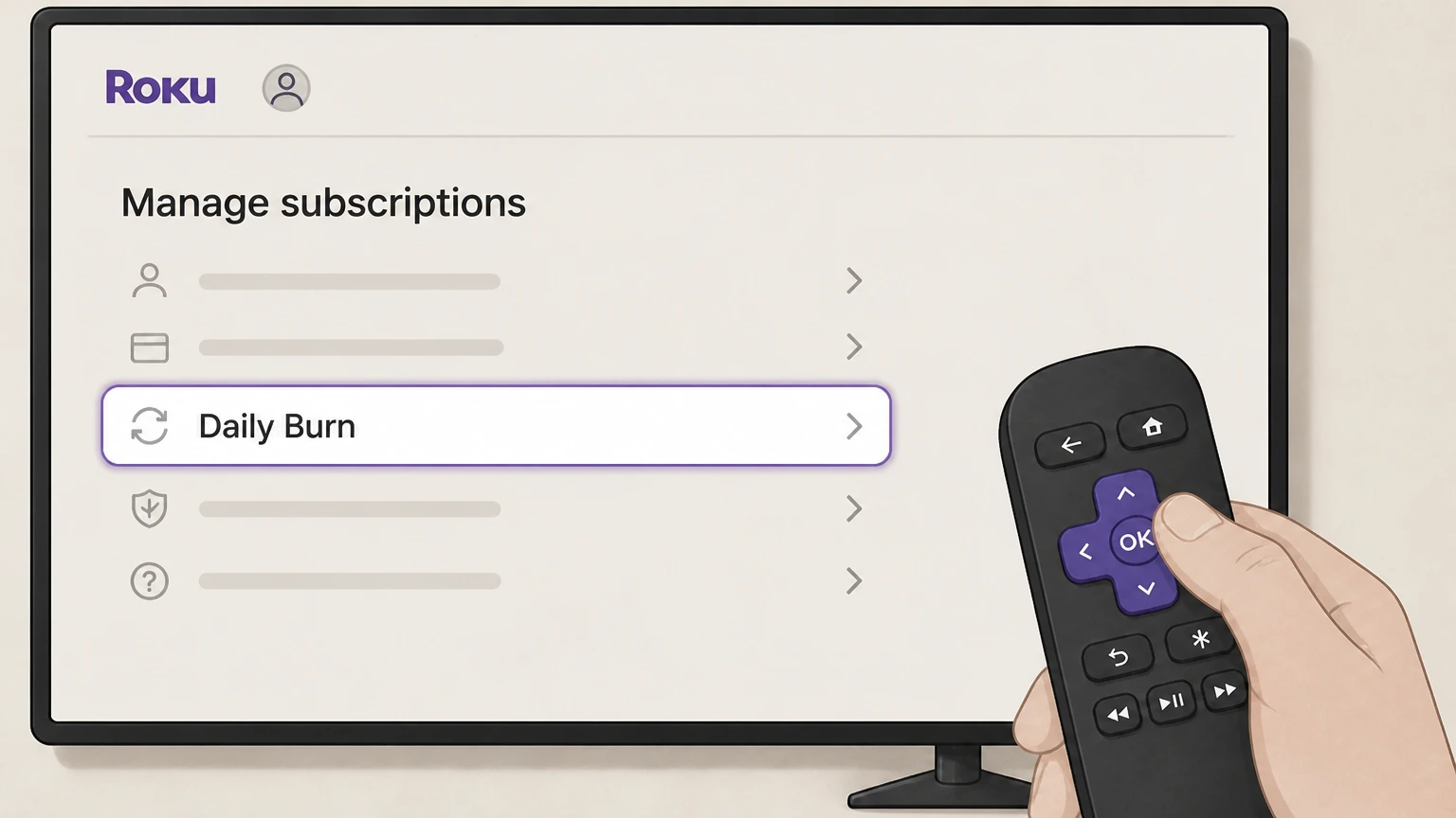 Daily Burn roku cancellation: Choose Daily Burn