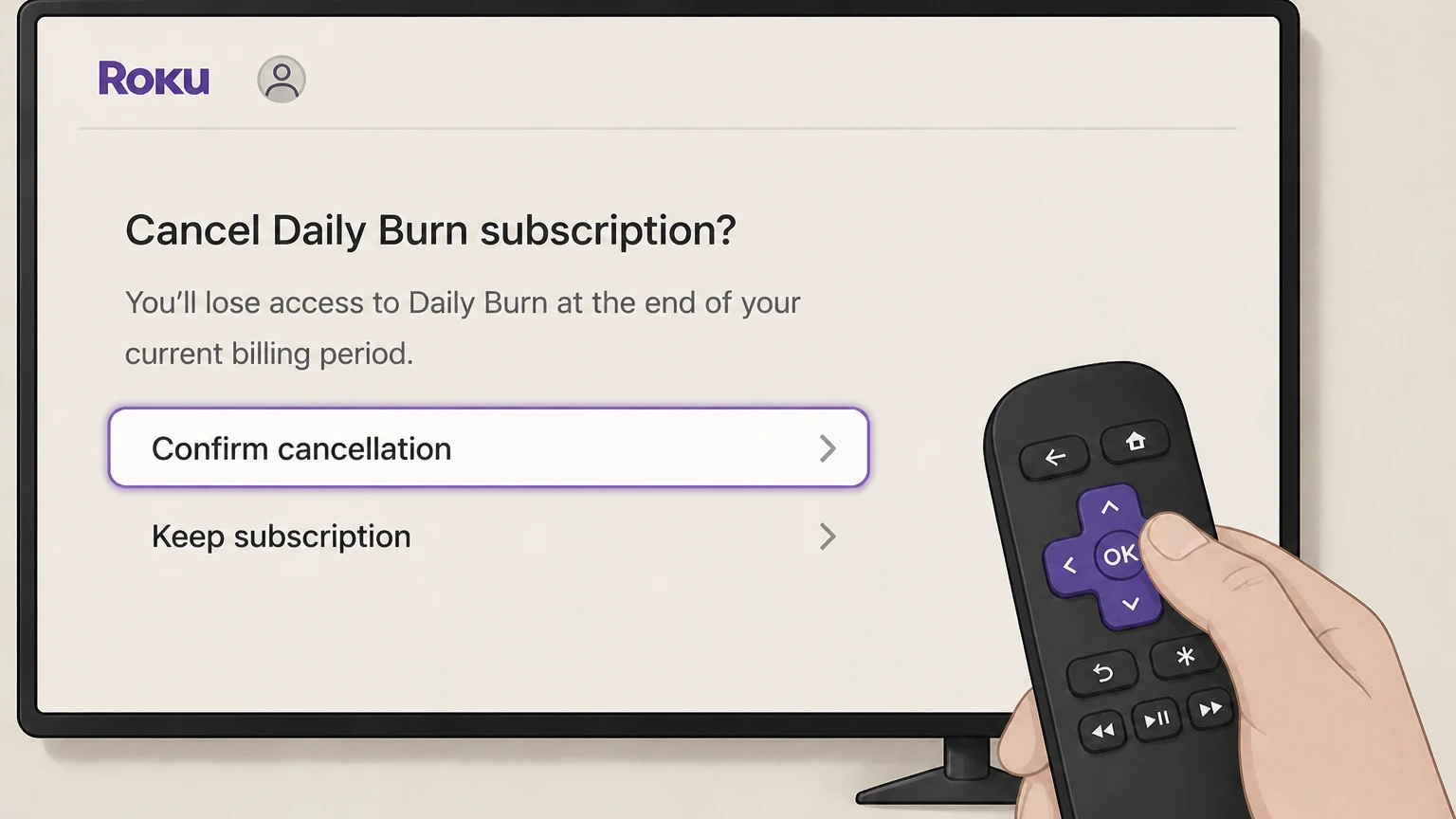 Daily Burn roku cancellation: Confirm cancellation
