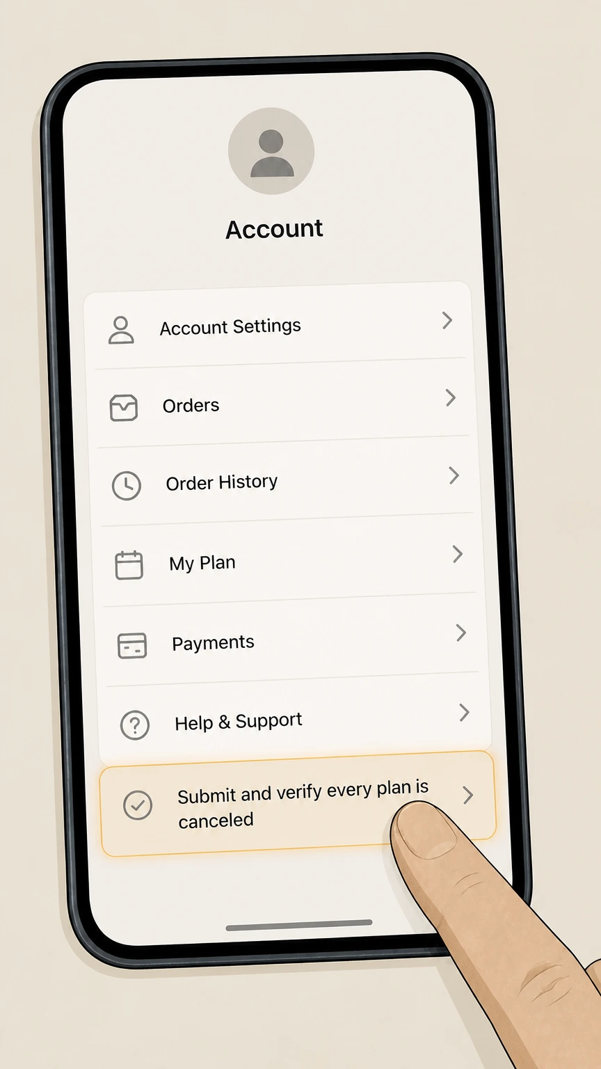Daily Harvest mobile-app cancellation: Submit and verify every plan is canceled