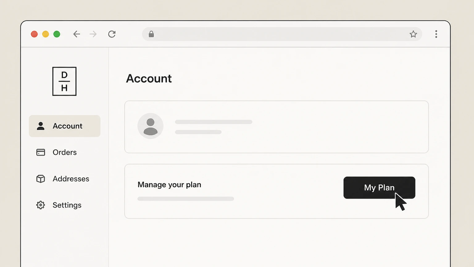 Daily Harvest web cancellation: Open My Plan