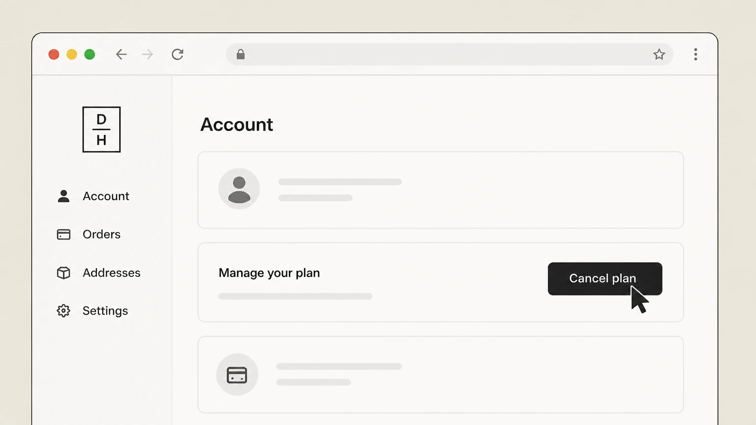 Daily Harvest web cancellation: Open Cancel plan