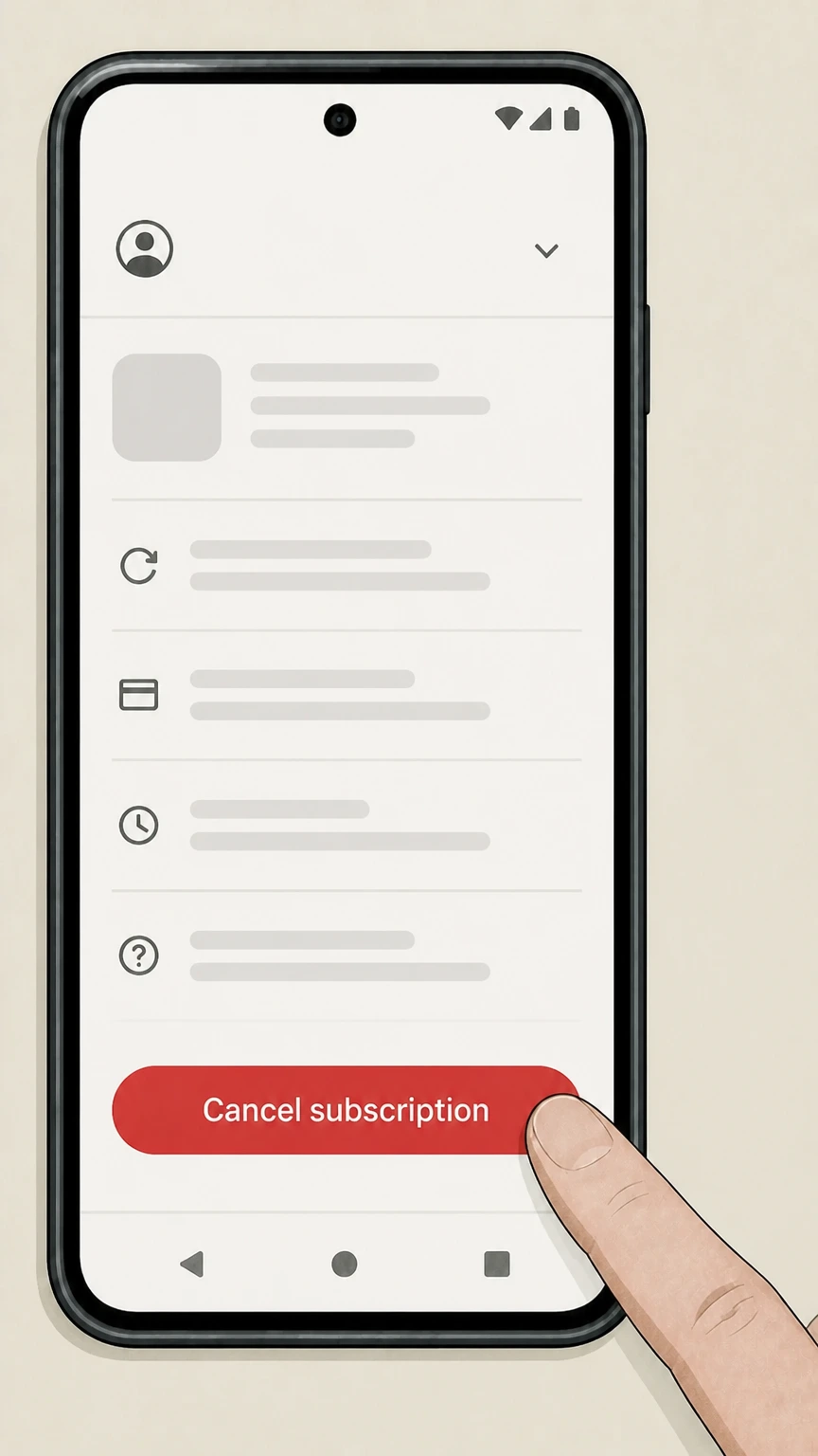 The Dallas Morning News Google Play (Android in-app subscriptions) cancellation: Tap Cancel subscription