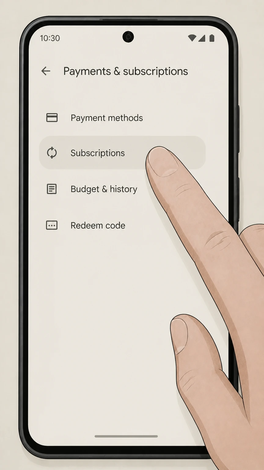 Dashlane google-play cancellation: Open Subscriptions