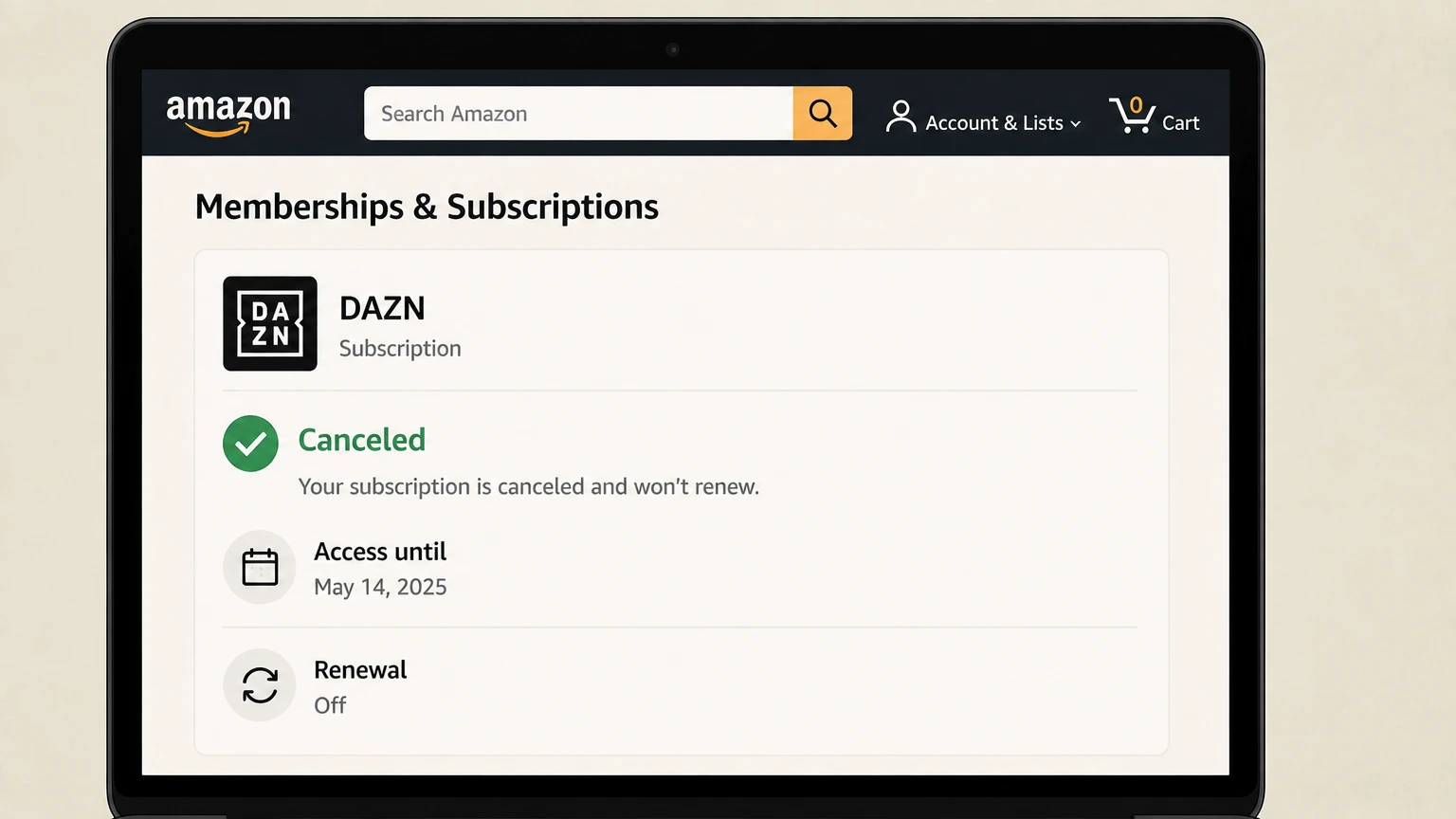 DAZN amazon cancellation: Review the end date