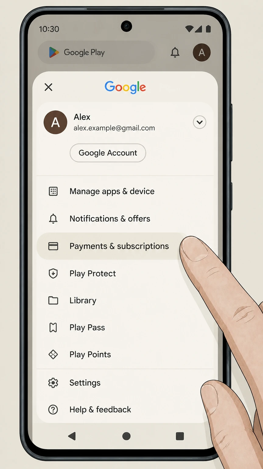 DAZN google-play cancellation: Open Payments & subscriptions