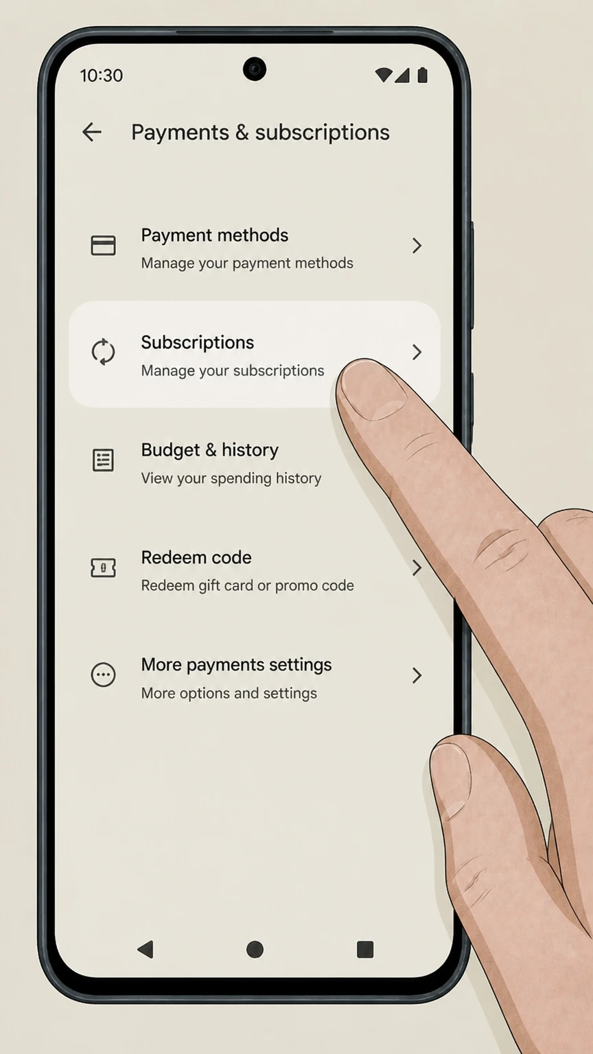 DAZN google-play cancellation: Open Subscriptions