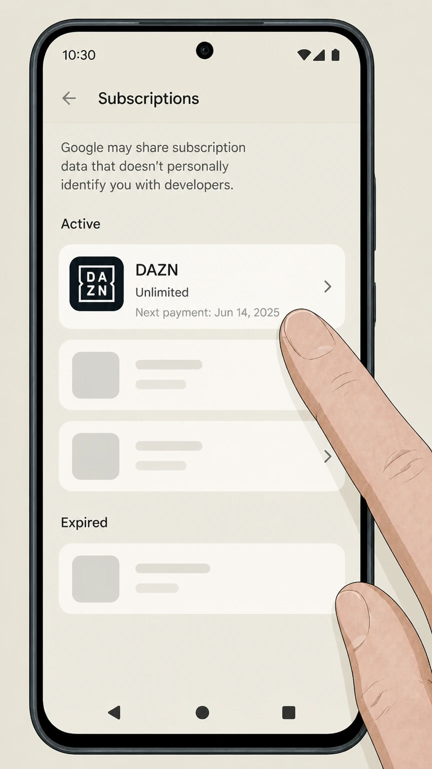 DAZN google-play cancellation: Choose DAZN