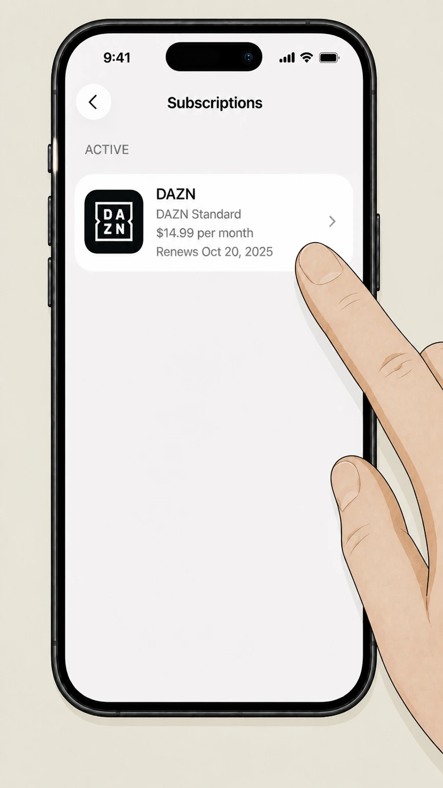 DAZN ios cancellation: Choose DAZN