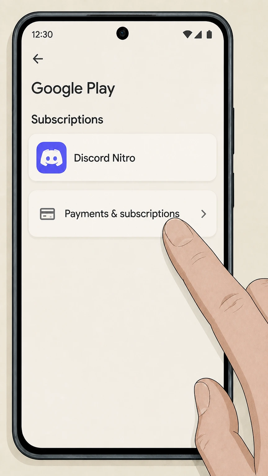 Discord Nitro cancel discord nitro through google play: Open Payments & subscriptions