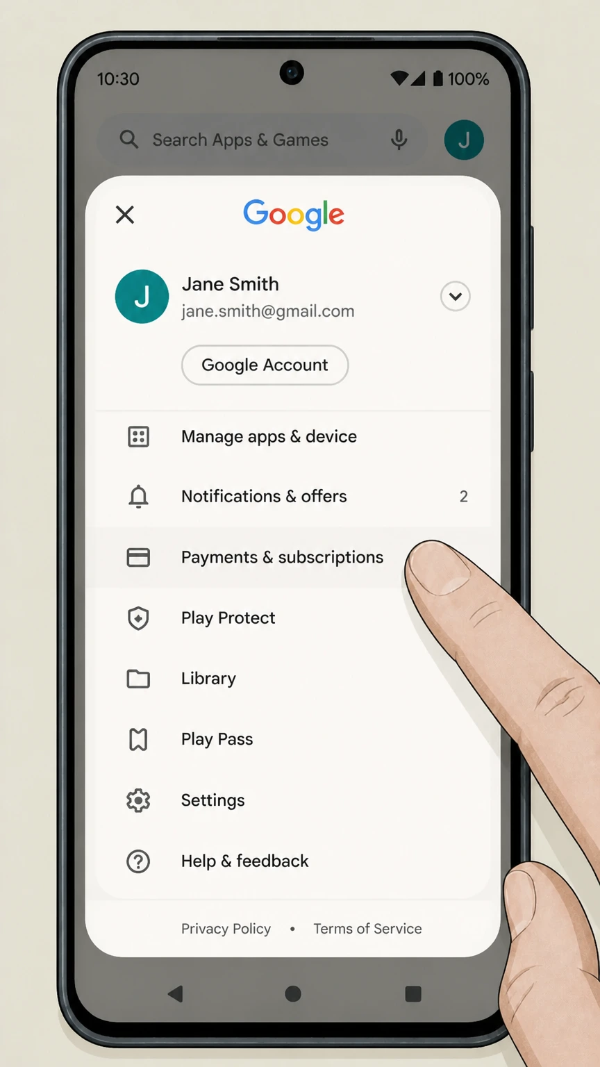 discovery+ google-play cancellation: Open Payments & subscriptions