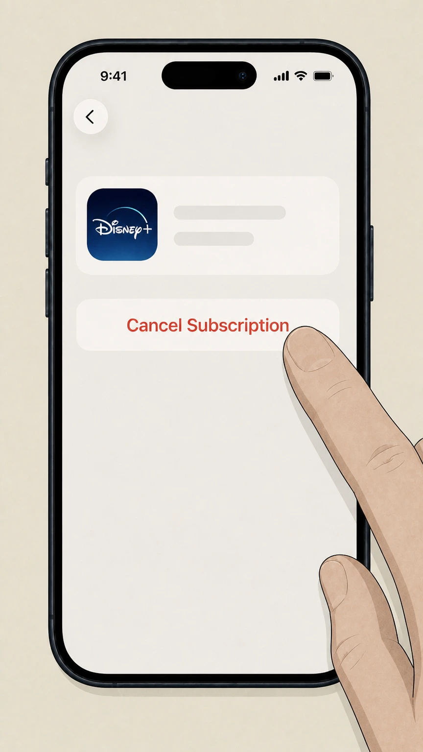 Disney+ cancel an app store subscription: Tap Cancel Subscription