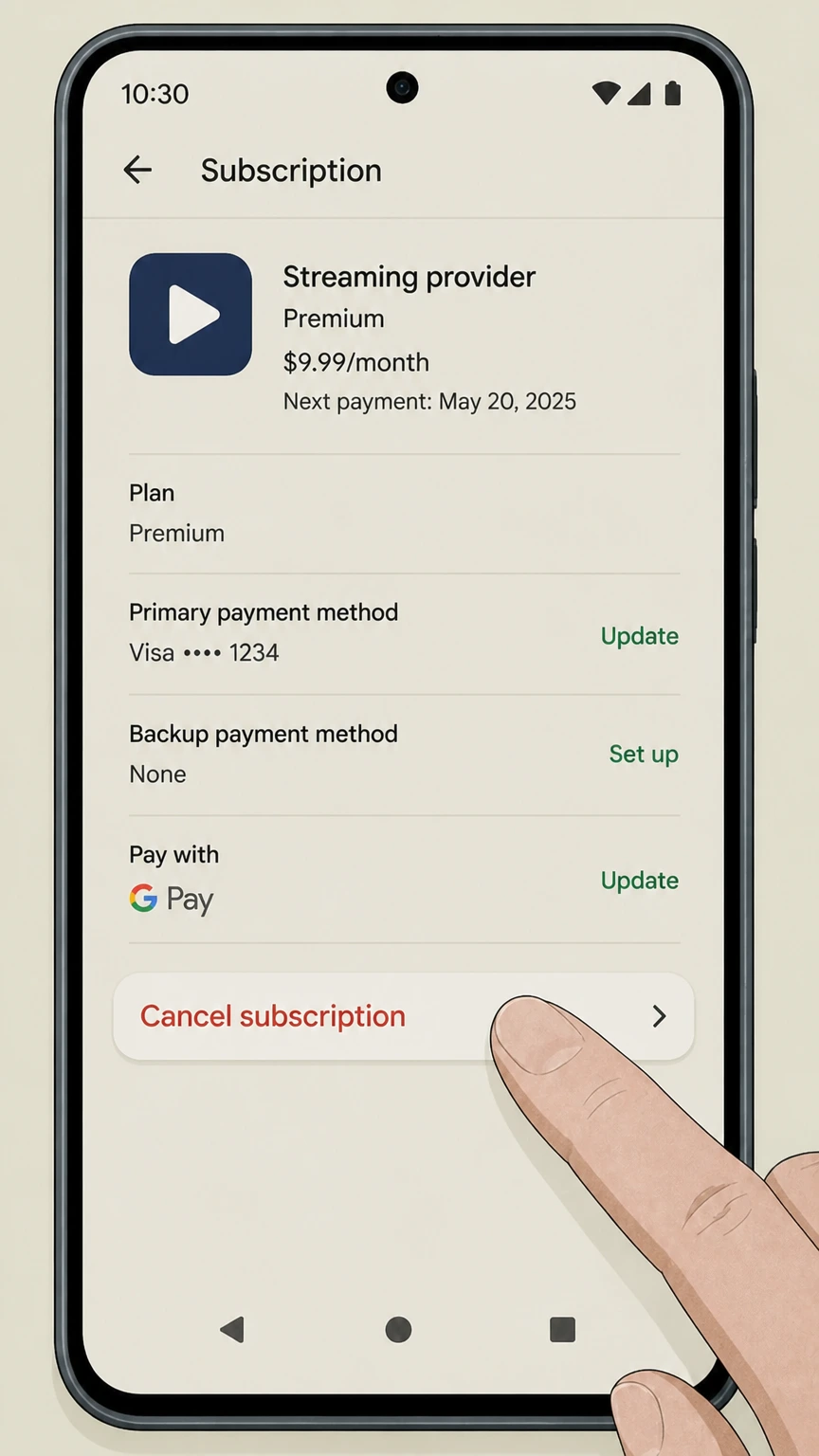 Disney+ google-play cancellation: Choose Cancel subscription