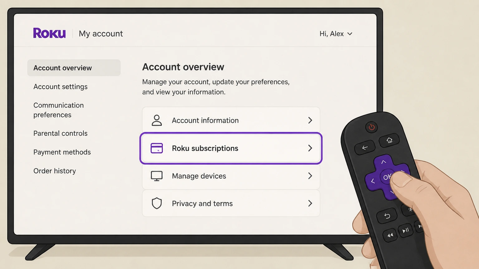 Disney+ roku cancellation: Open Roku subscriptions