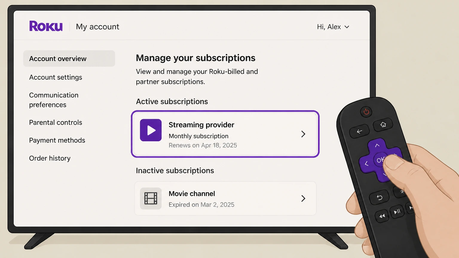 Disney+ roku cancellation: Find the active subscription